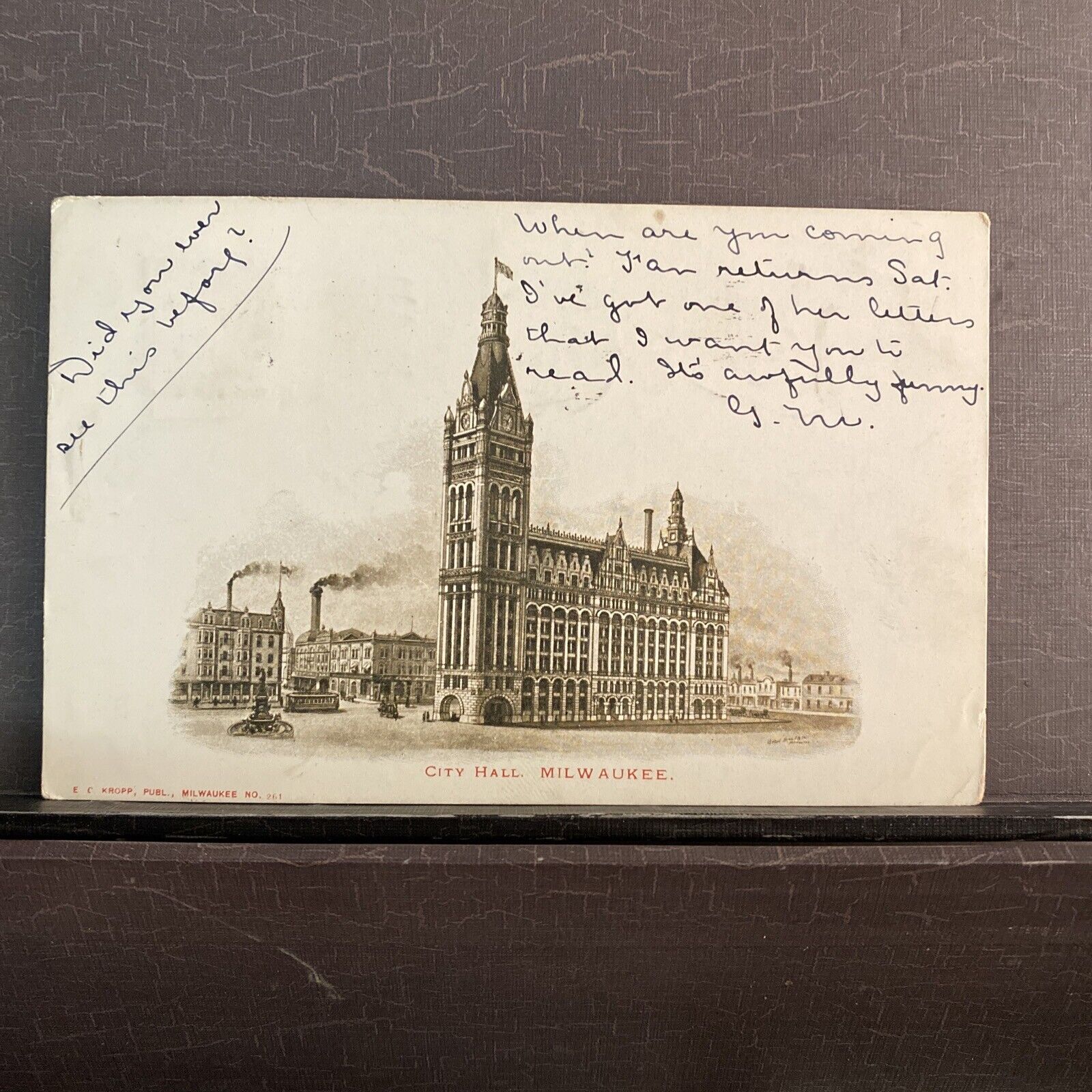 City Hall Art Rendering Milwaukee WI Wisconsin 1903 post Antique UND Postcard