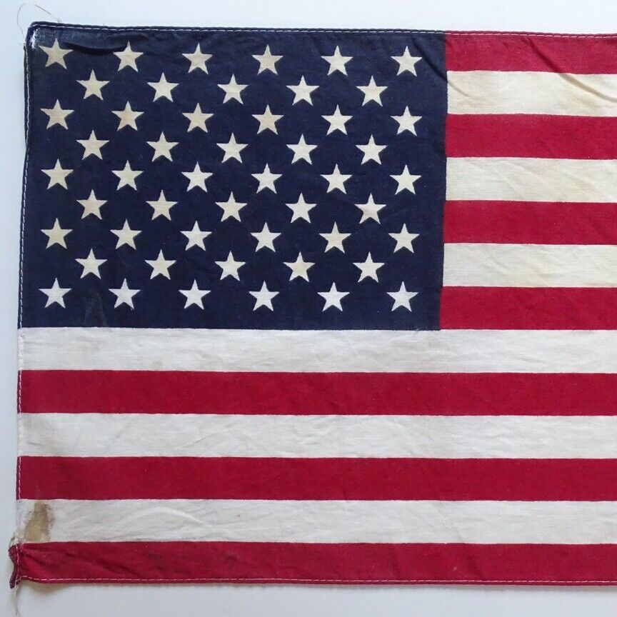 Vintage 50 Star USA American Parade Flag Stars and Stripes Printed Cotton 17x11