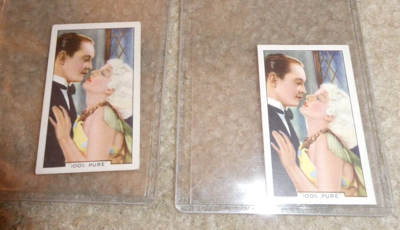 Lot of 2 1935 Gallagher Ltd Shots from Famous Films Jean Harlow Cigarette Cards