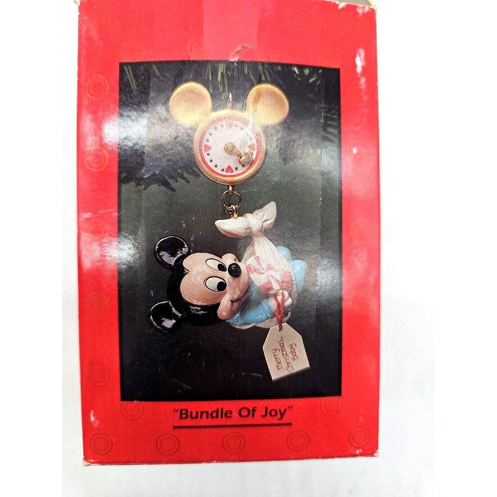 1990s Enesco Disney Mickey Merry Christmas Ornament Bundle Of Joy #136611 VTG