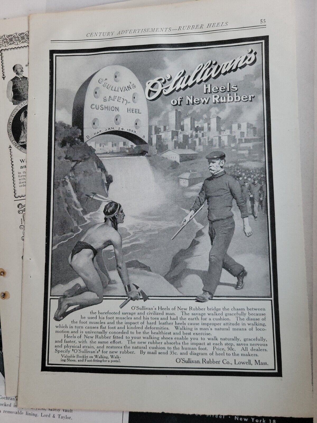 1899 O\'Sullivan\'s Rubber Safety Cushion Shoe Heels Indian Vintage ad