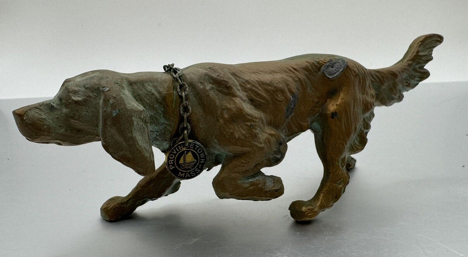 Vintage Brass Irish Setter Dog 5.5”Figure Statue Paperweight Provincetown Mass