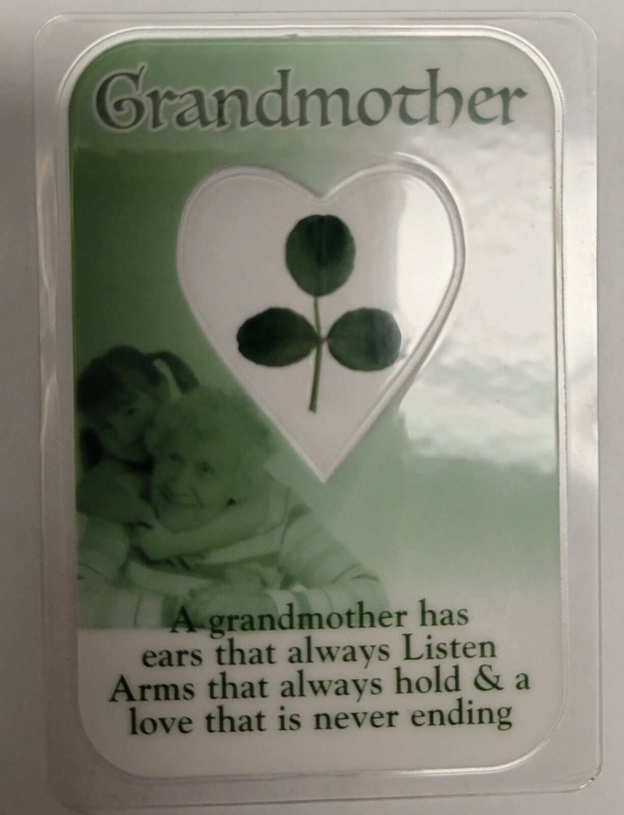Real Shamrock Blessing Card | Good Luck Emblems - Grandmother