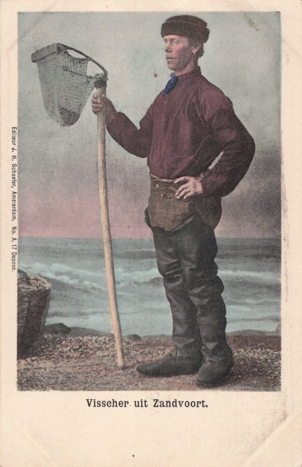 Zandvoort, Netherlands Holland Dutch Fisherman &  Net  Vintage Postcard c 1900