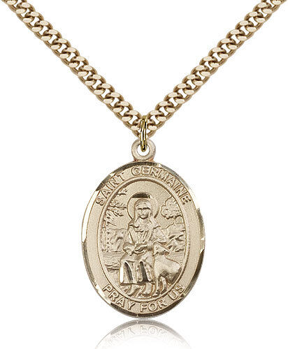 Saint Germaine Cousin Medal For Men - Gold Filled Necklace On 24 Chain - 30 ...