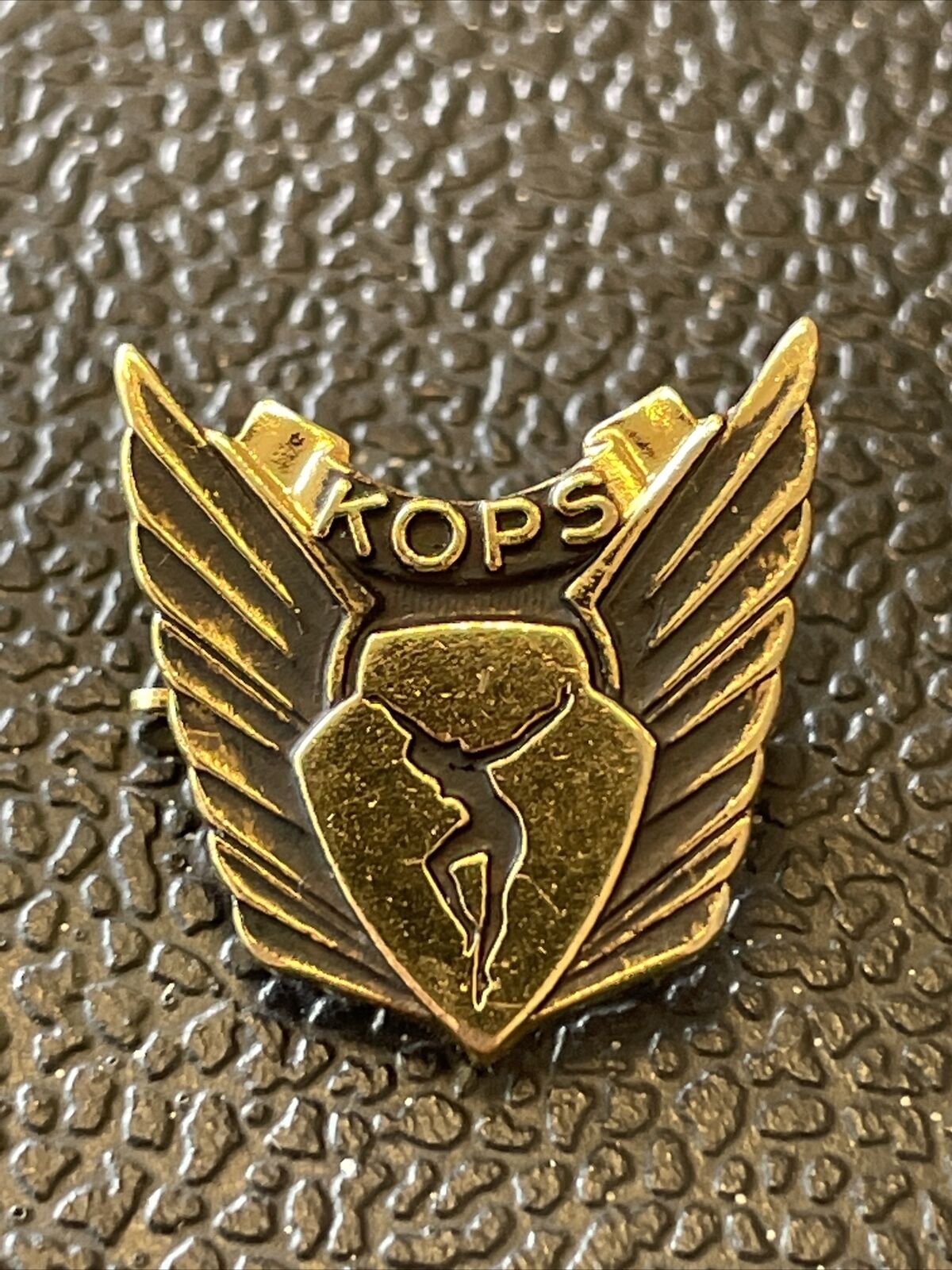 Vintage KOPS Gold Tone Enamel Lapel Pin