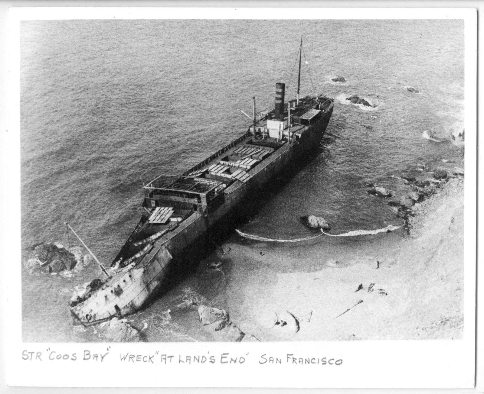 1928 SAN FRANCISCO SS COOS BAY SHIPWRECK off LANDS END & SUTRO BATHS~8x10\
