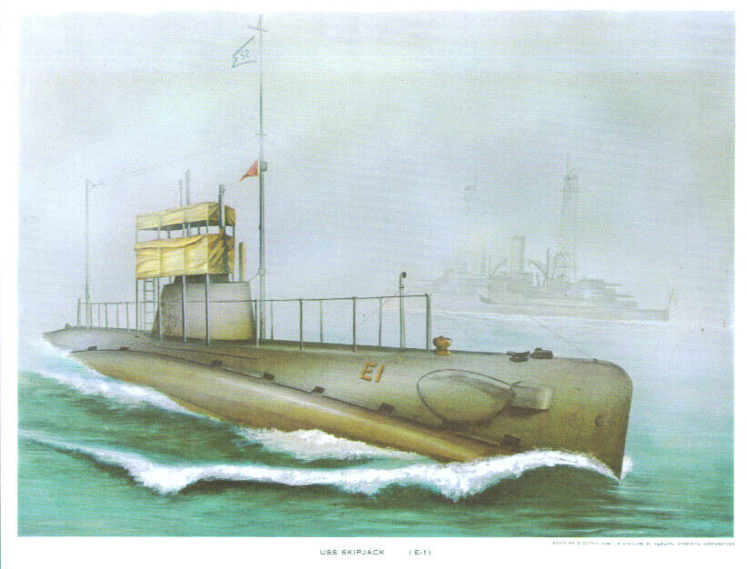 USS Skipjack E-1 8x10 submarine print 1950s