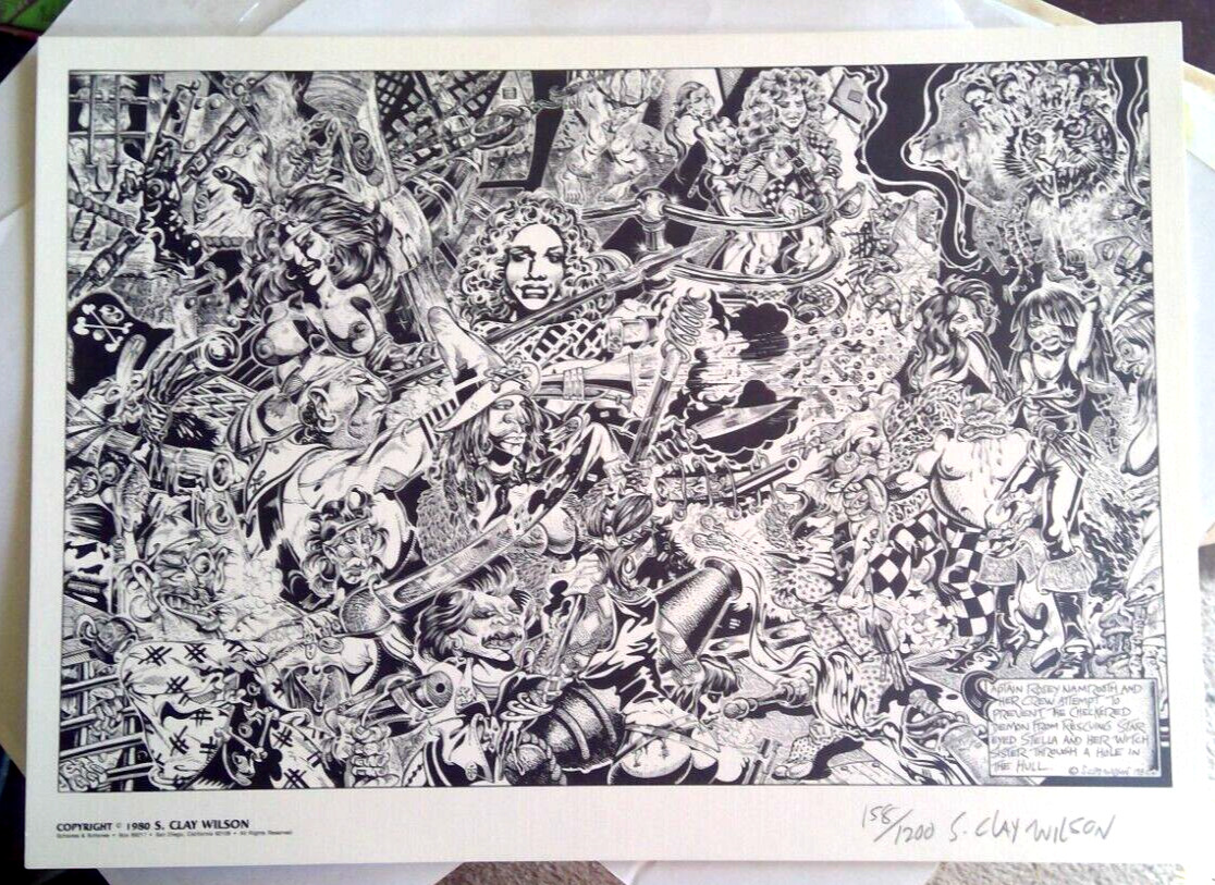 S Clay Wilson print hand signed 1980 portfolio underground ART 158/1200