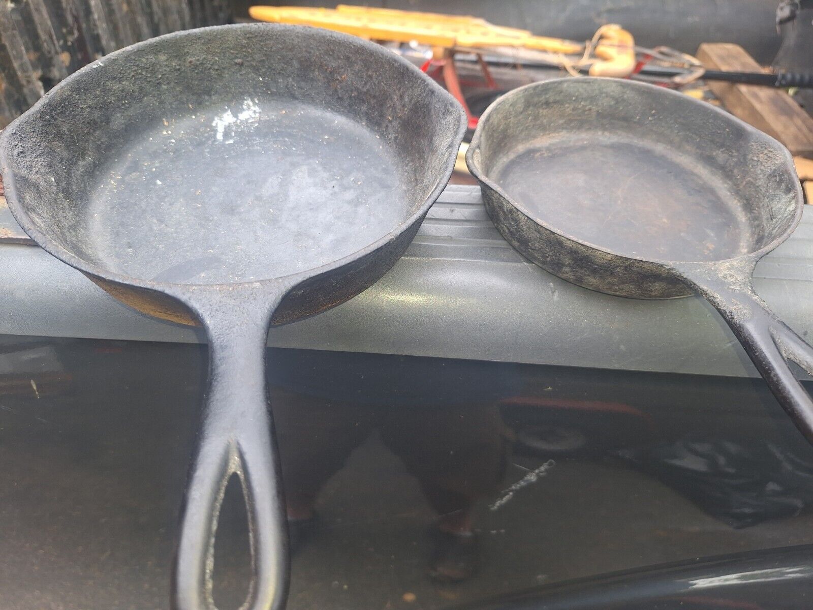 TWO (2) Wagner Ware skillets - 1053F and 1055 - #3 and #5