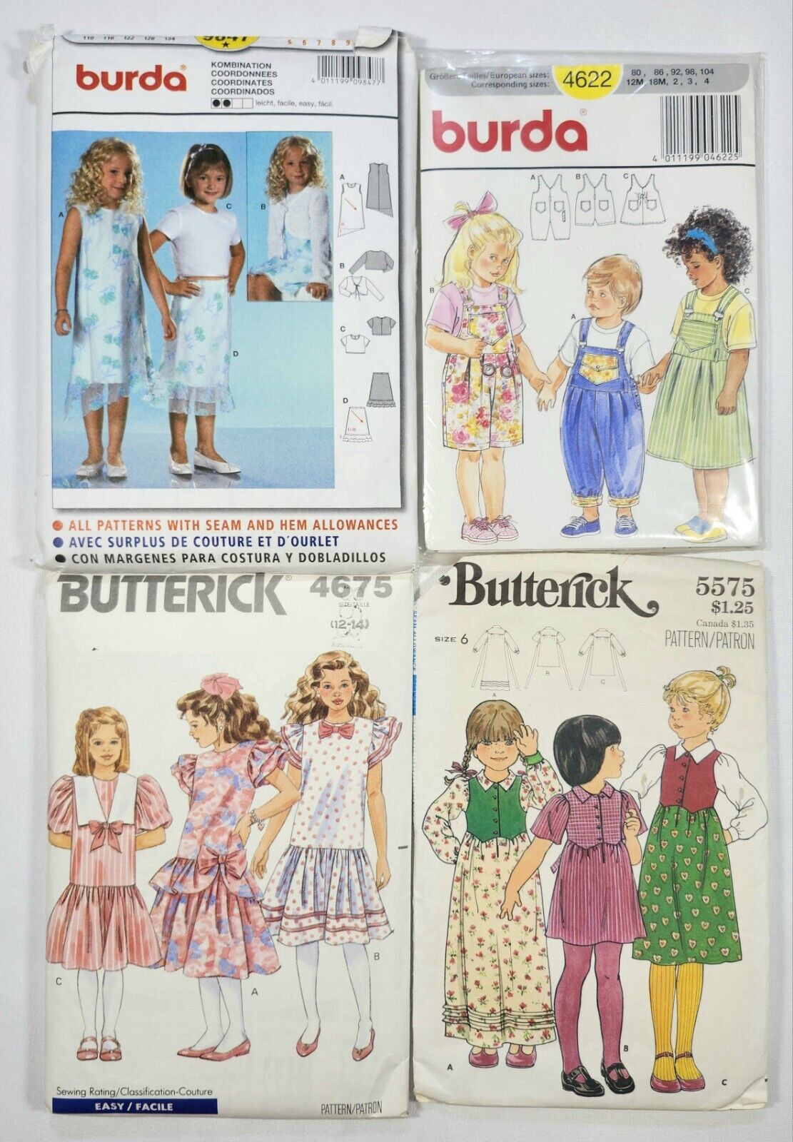 Vintage BURDA BUTTERICK SEWING PATTERNS Lot Of 4 | 9847 4622 4675 5575