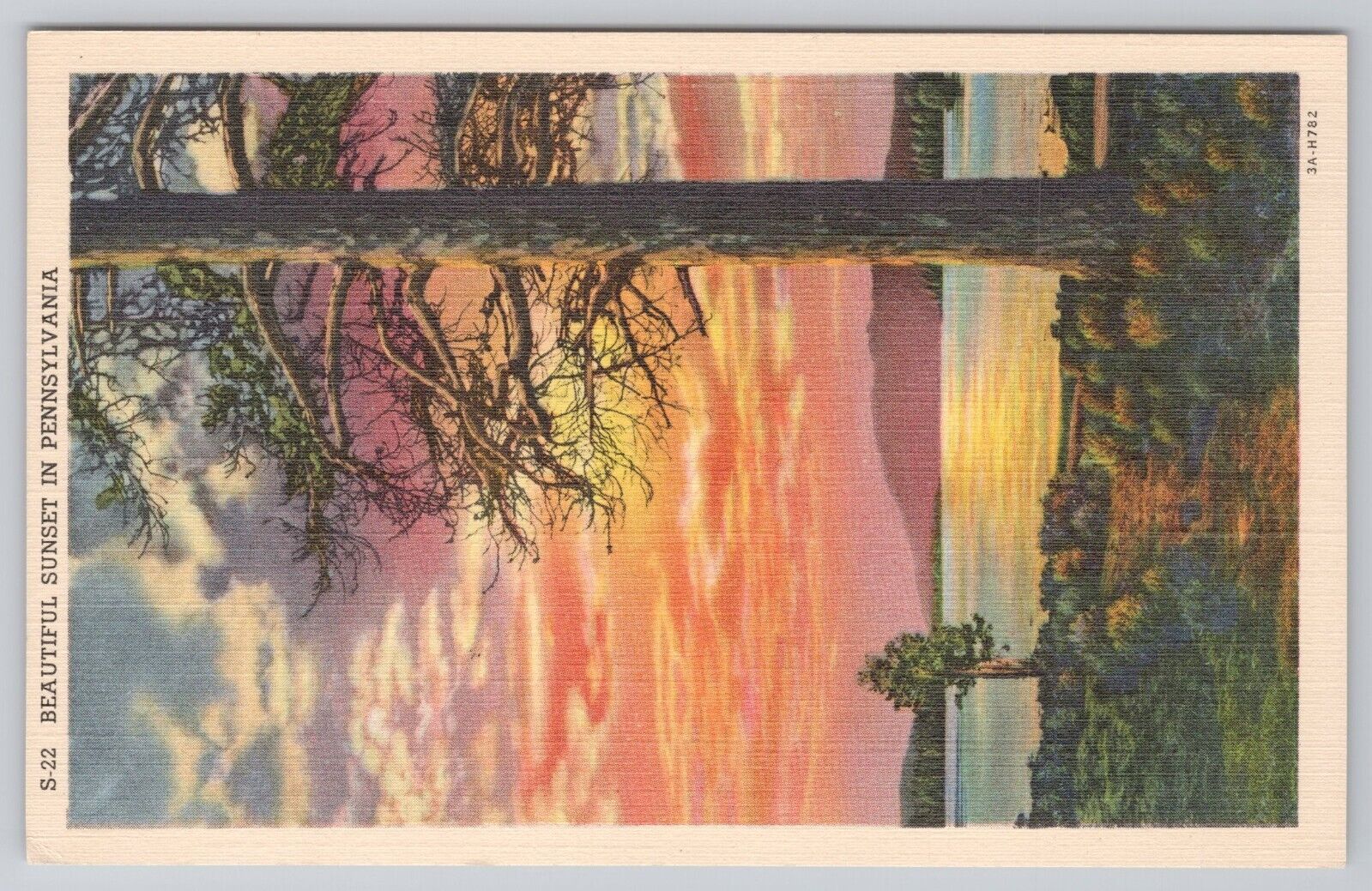 Postcard Beautiful Scenic Sunset In Pennsylvania