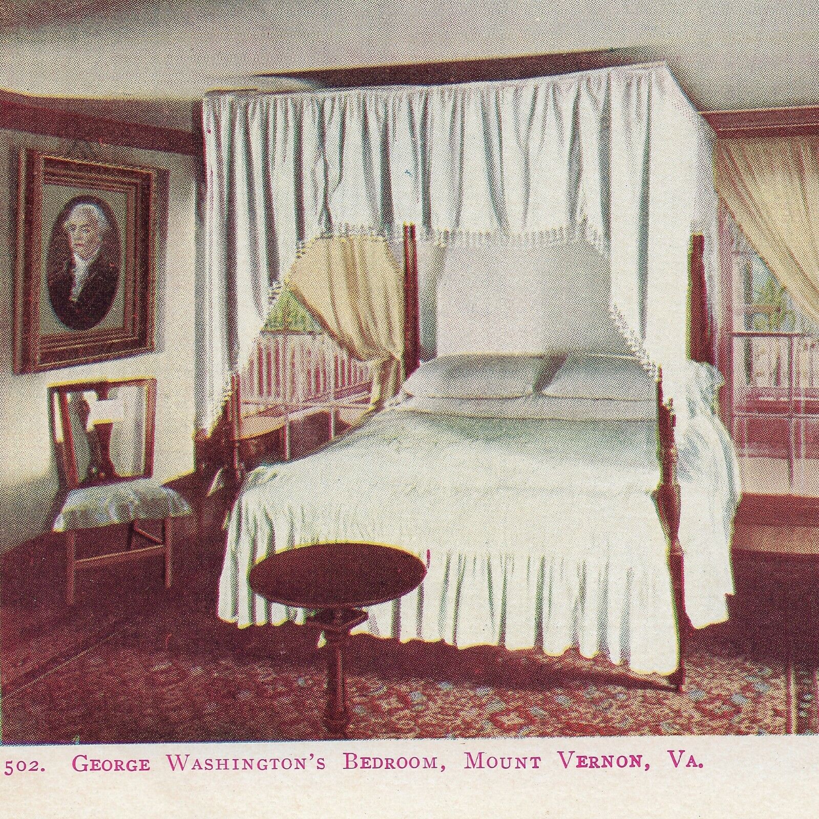 George Washington\'s Bedroom Mount Vernon VA - c.1902 Postcard - PC2129