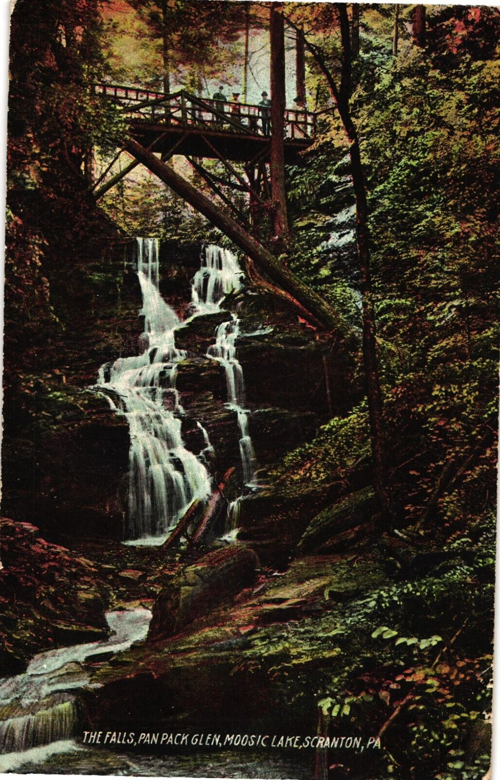 Falls Pan Pack Glen Moosic Lake Scranton PA Undivided Postcard c1905