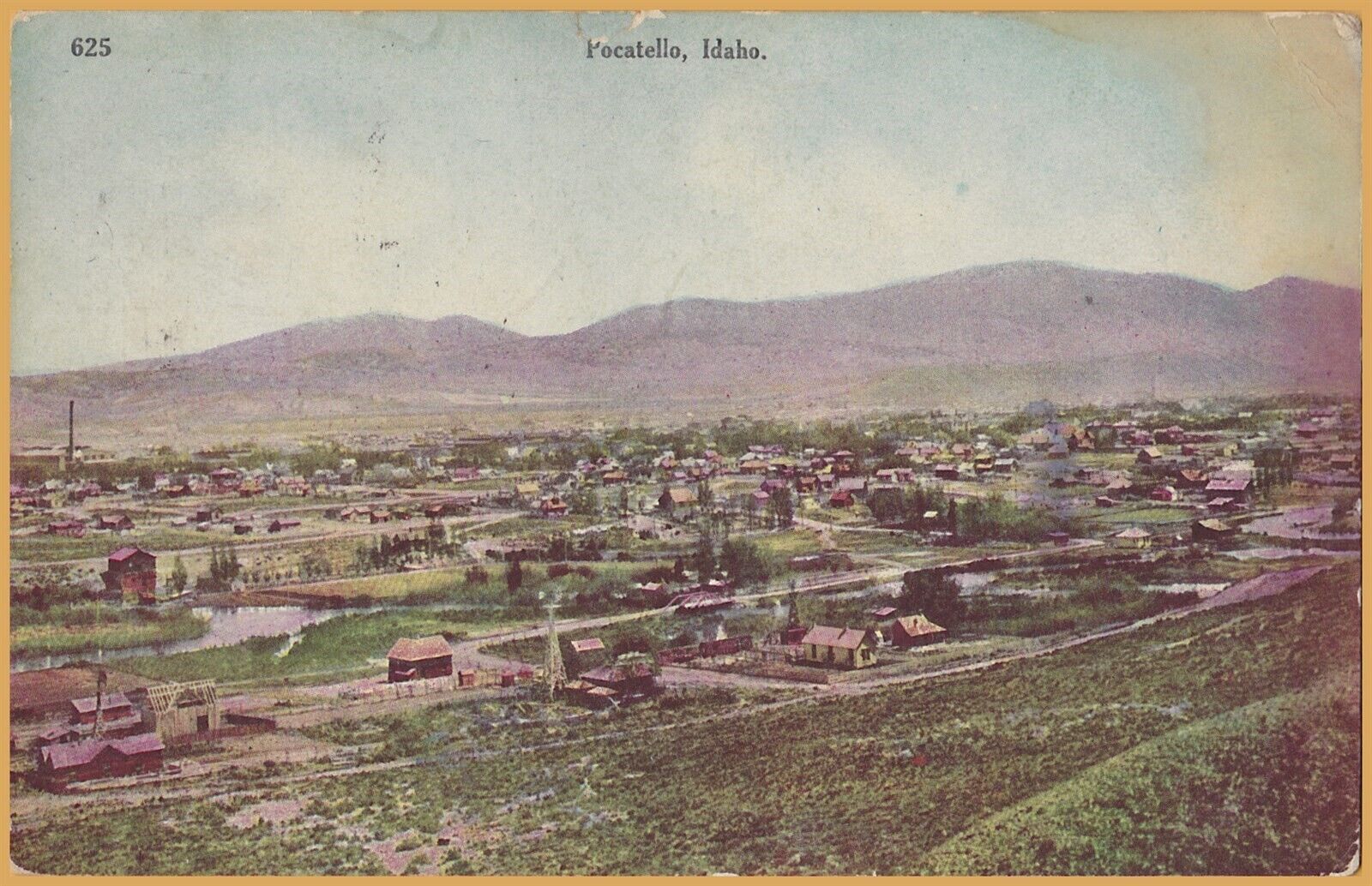 Pocatello, Idaho, View from the Hills - 1909 RPO cancel
