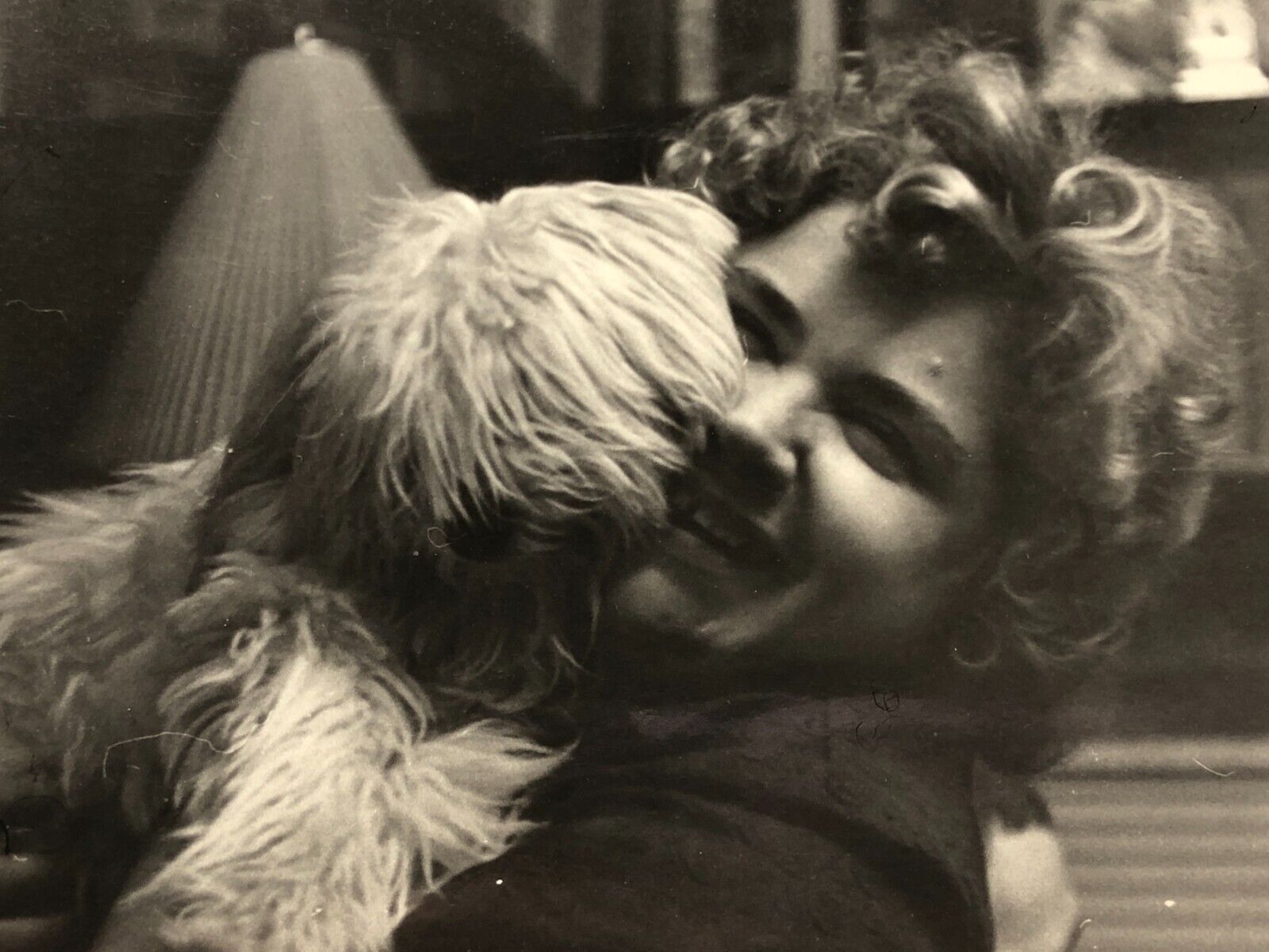 1974 Vintage Photo Pretty Young Woman Lady Dog Chuk nickname B&W Portrait