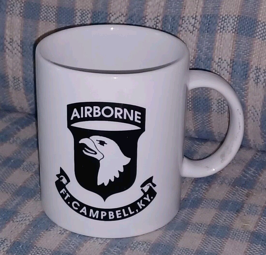 US ARMY AIRBORNE COFFEE CUP MUG FT FORT CAMPBELL KY KENTUCKY white EAGLE LOGO