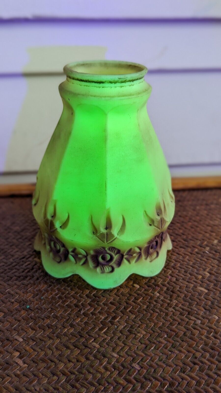 RARE VICTORIAN NORTHWOOD CUSTARD GLASS NUTMEG URANIUM HANGING LIGHT LAMP SHADE