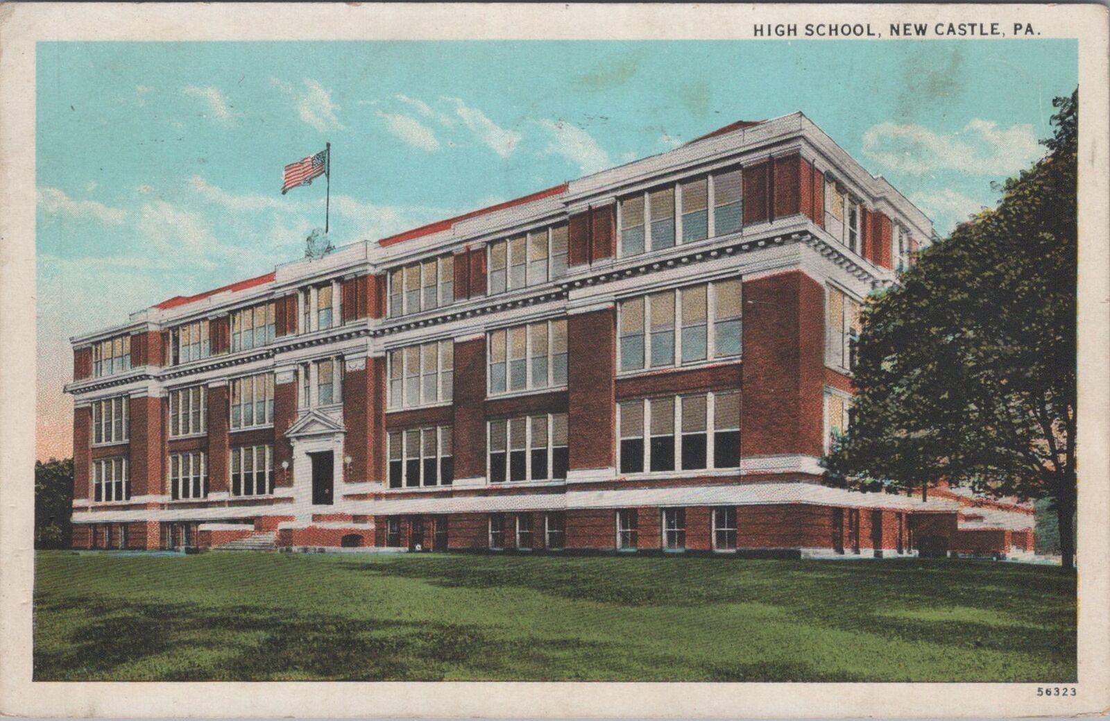 Postcard High School New Castle PA 1928