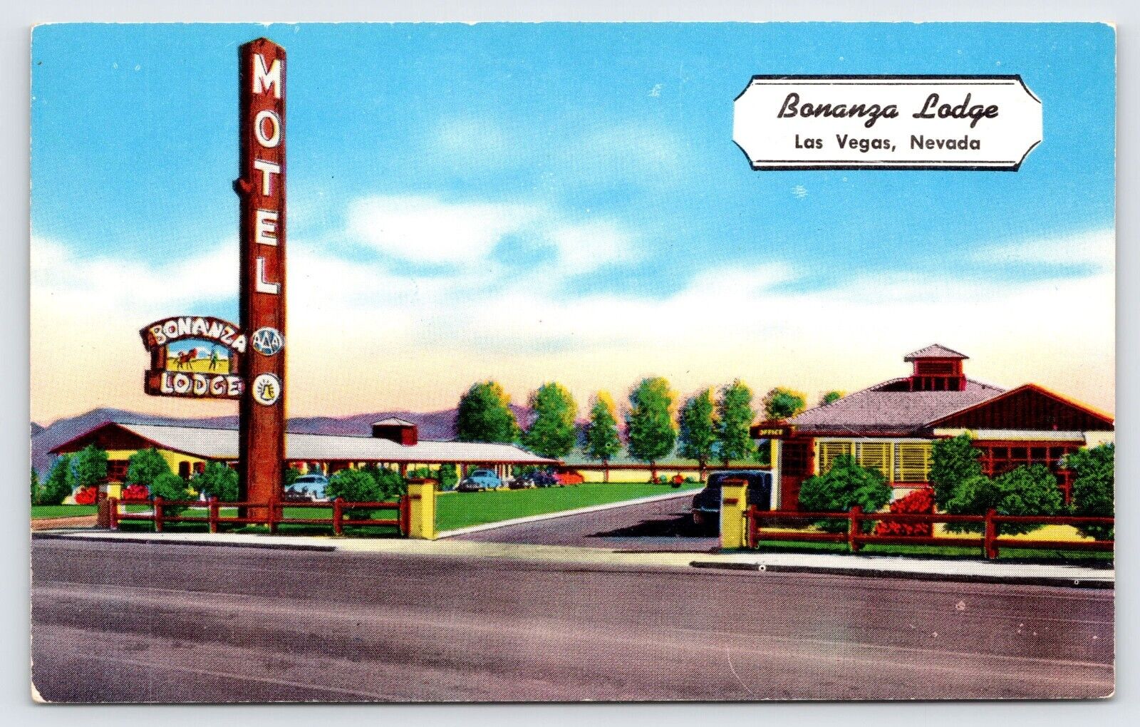 Postcard, Bonanza Lodge, Las Vegas Nevada, Freemont Street