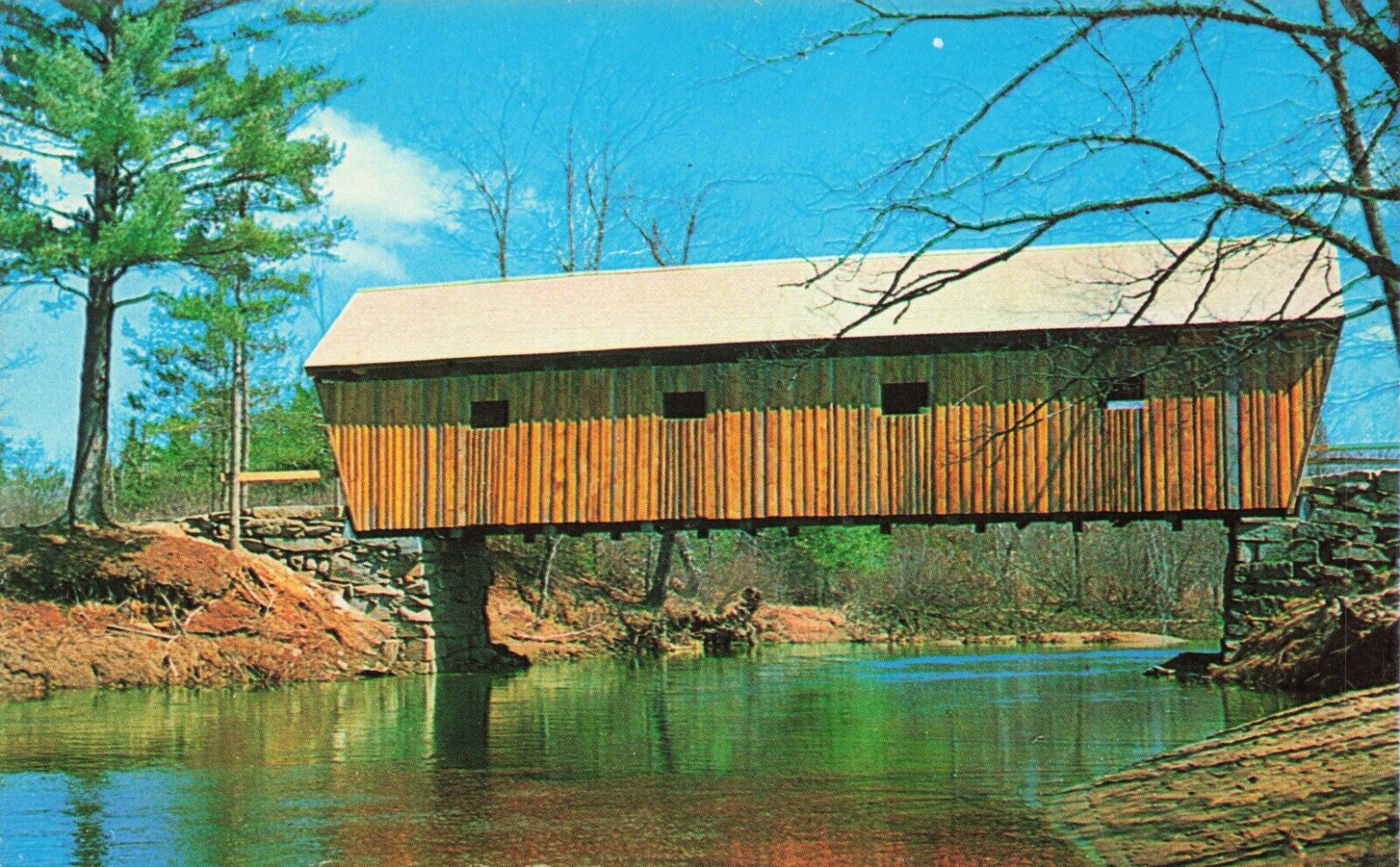 Postcard Lovejoy Covered Bridge, South Andover, Maine Vintage