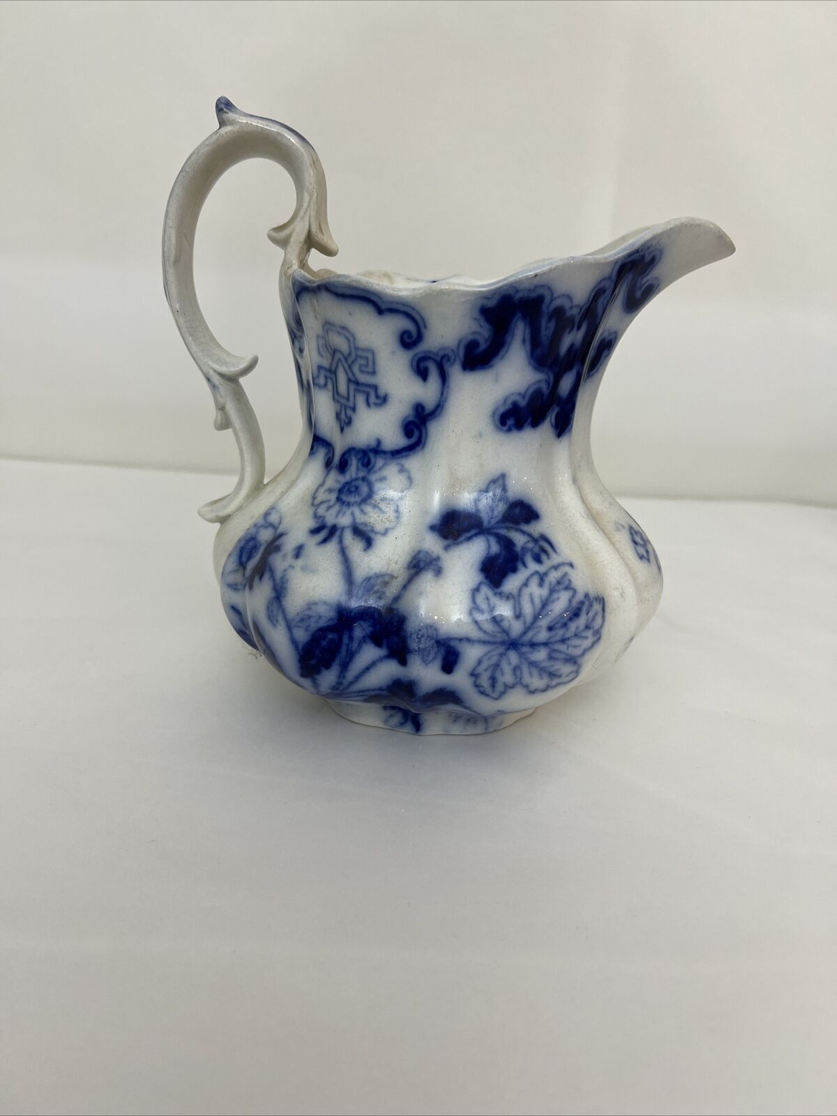blue and white pitcher antique vintage. Marked Persian