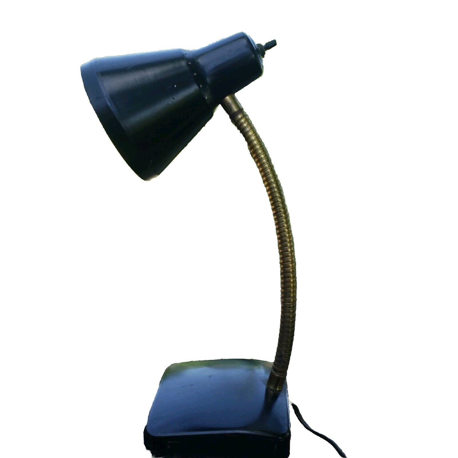 Vtg MCM Mid Century Modern Industrial Black Gold Flex-Arm Desk Lamp Retro