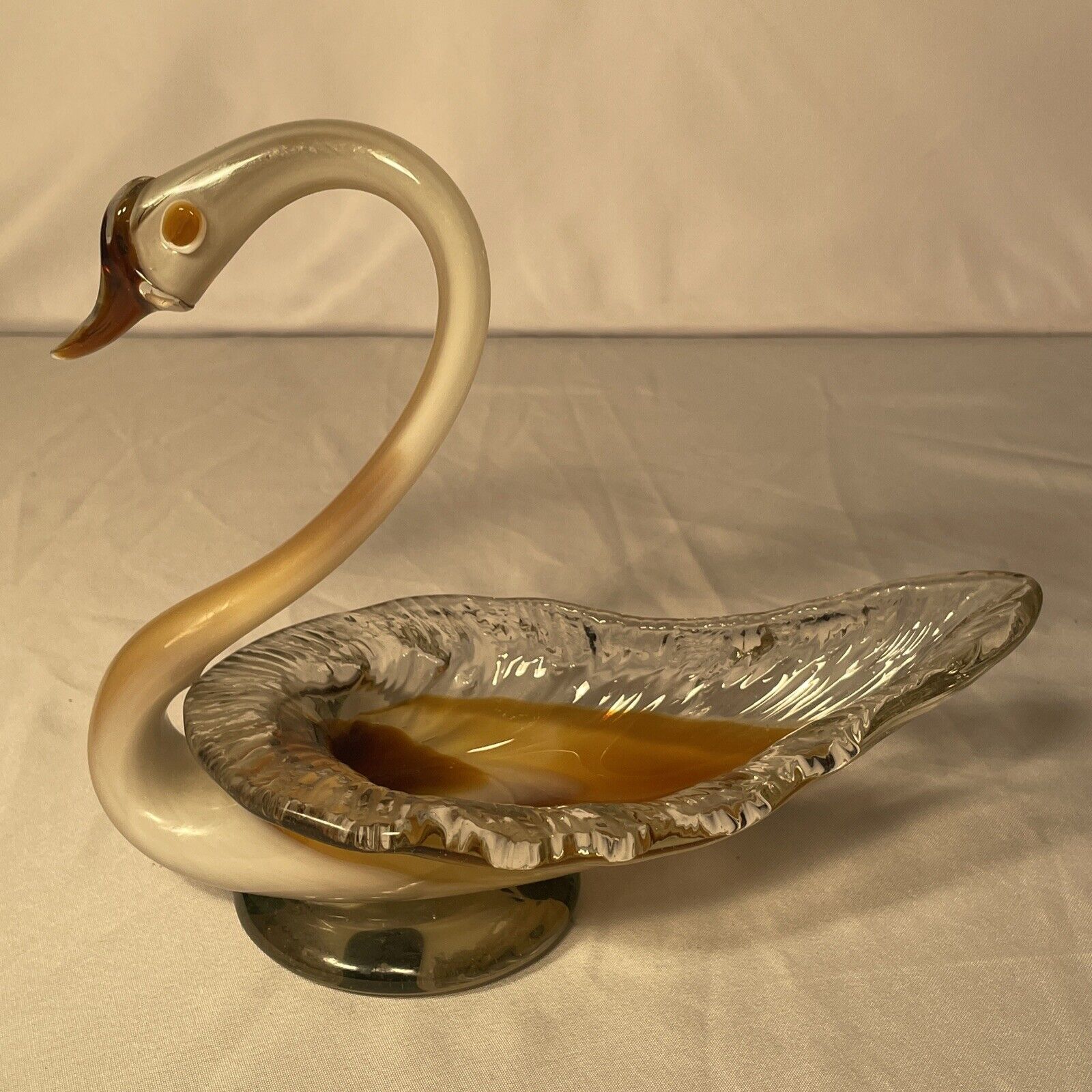 Vintage Cristales de Chihuahua Swan Hand Blown Glass Mexico Folk Art RARE