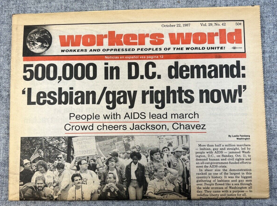Workers World Newspaper October 1987 - Lesbian / Gay Rights, AIDS, Jesse Jackson