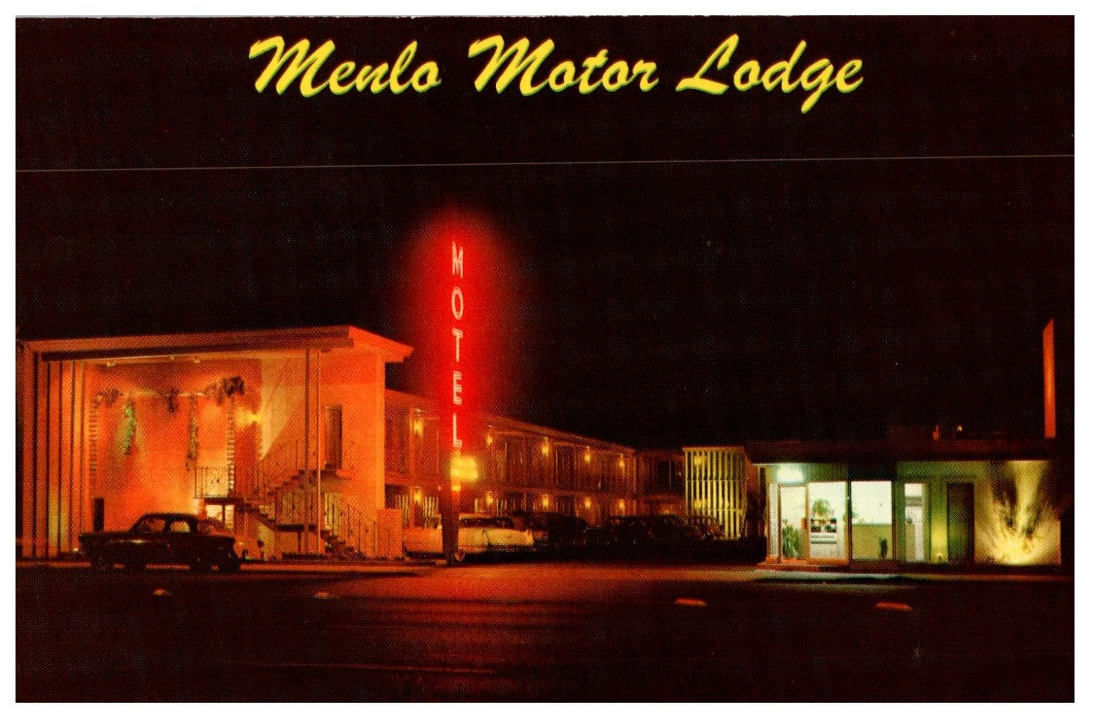 Postcard Menlo Park California Menlo Motor Lodge El Camino Real; San Jose CA VGC