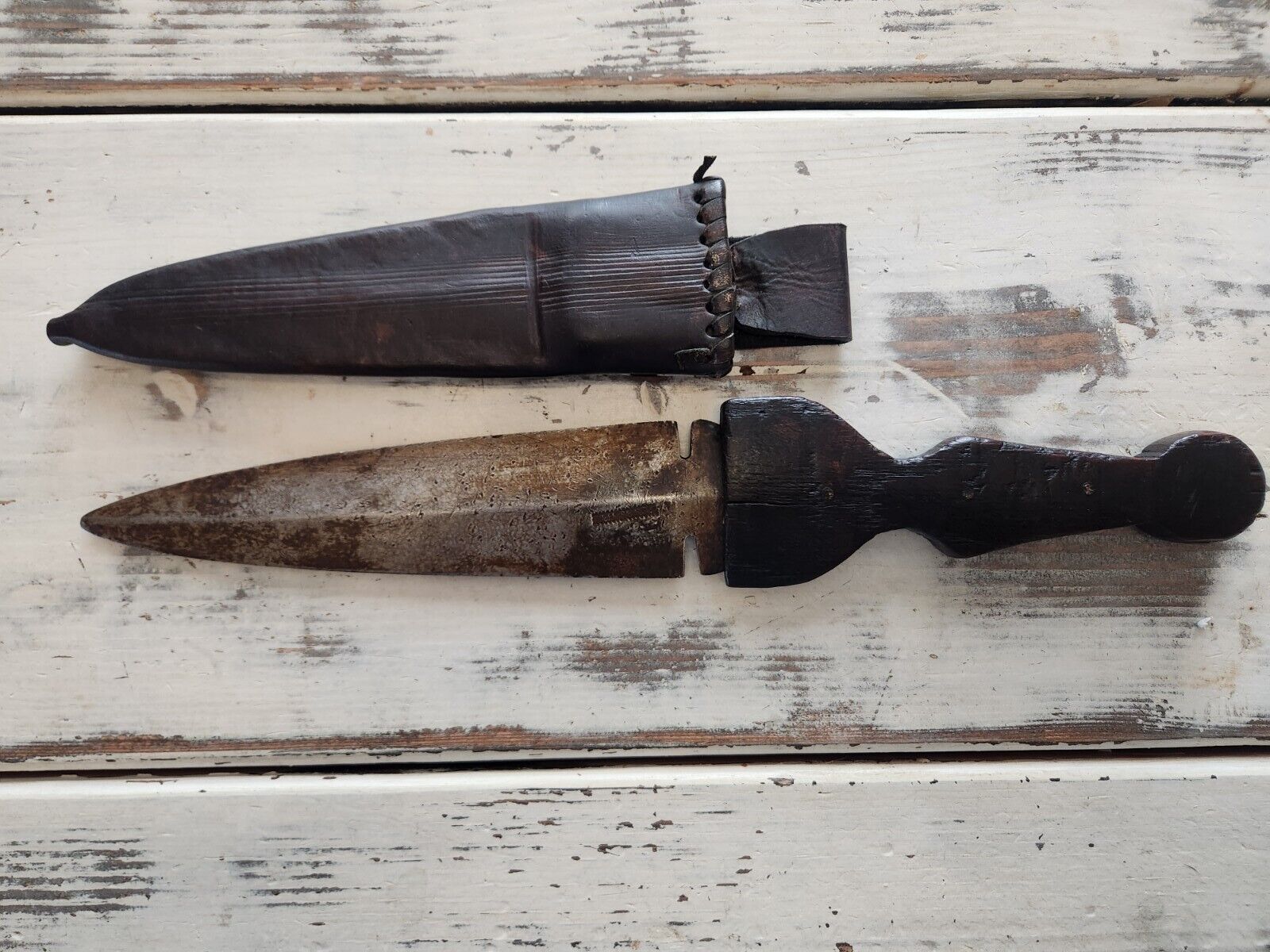 Early/Mid 19th Century I &H Sorby Dag Knife w/Leather Sheath