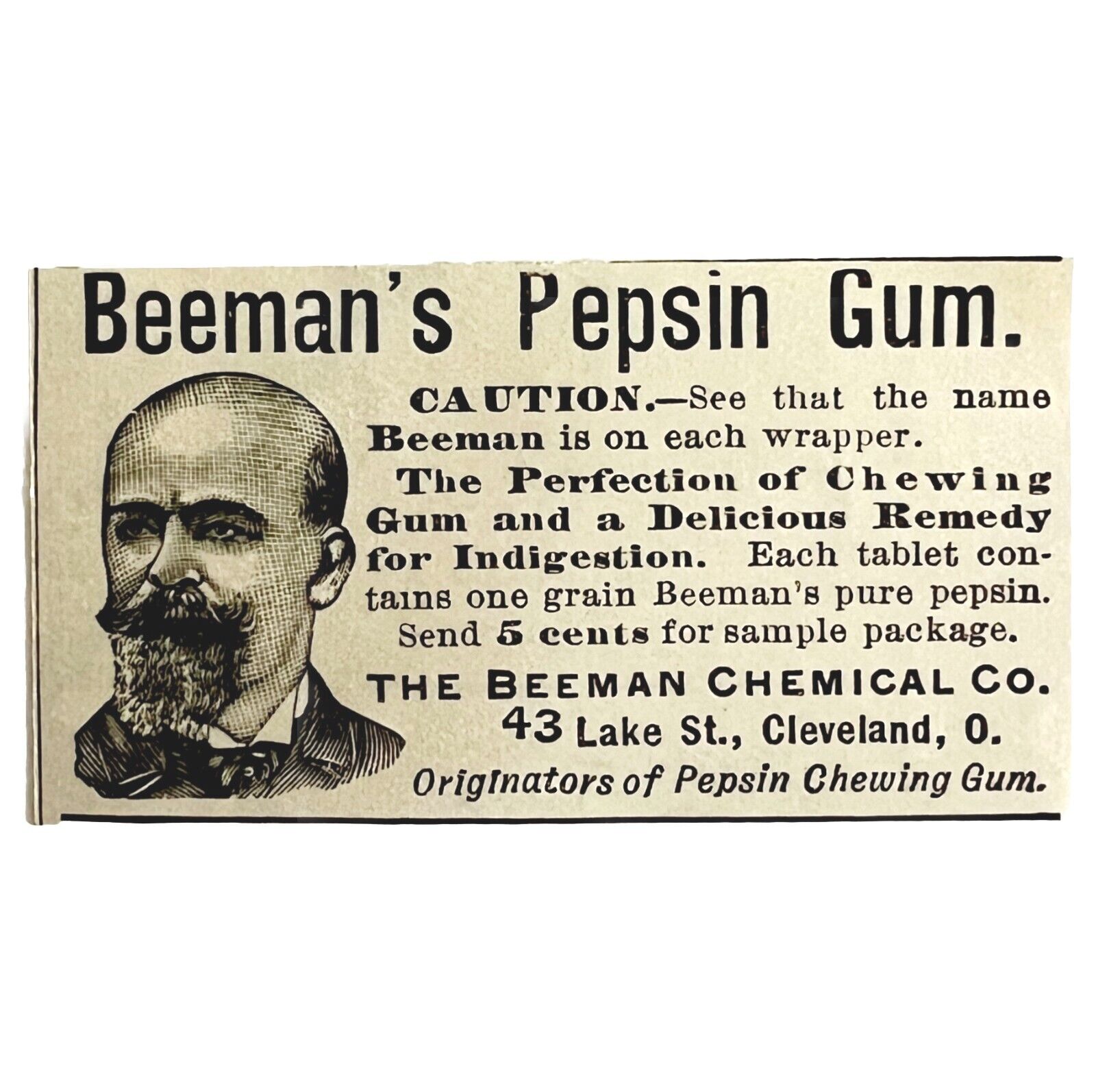 Beeman\'s Pepsin Gum Quack Medicine 1894 Advertisement Victorian Medical ADBN1hh