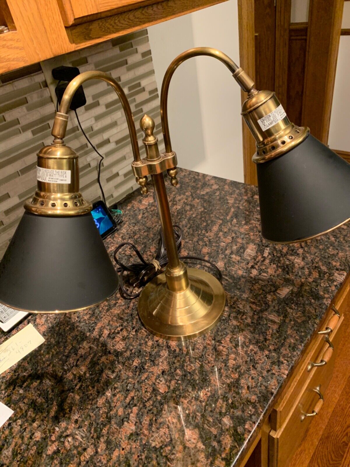 Gorgeous High Quality Brass Wildwood Double Desk Lamp. 