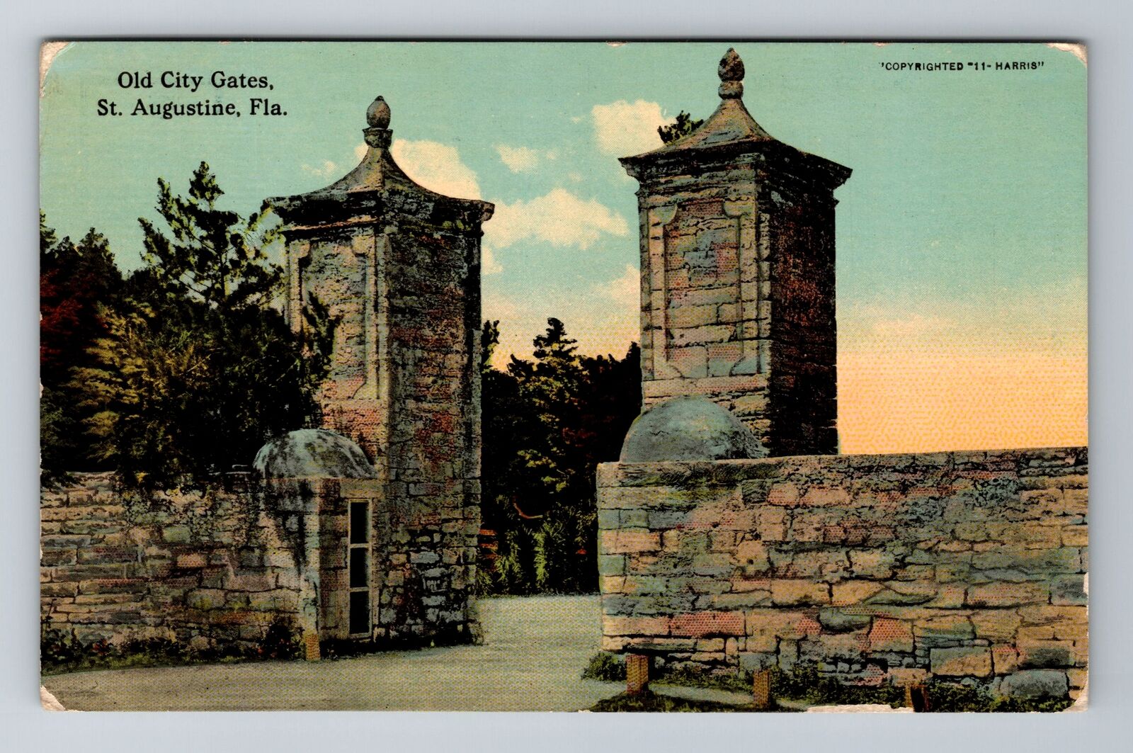 St Augustine FL-Florida, Old City Gates, Antique Vintage Souvenir Postcard