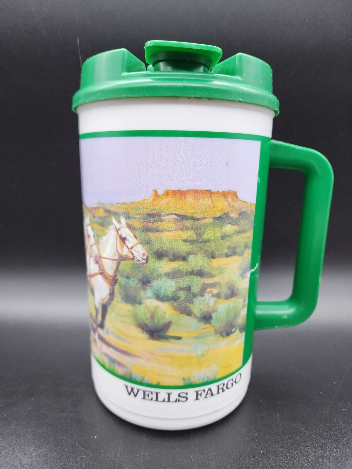 Vintage Wells Fargo Thermo Mug Cup - Whirley Plastic - Made in USA