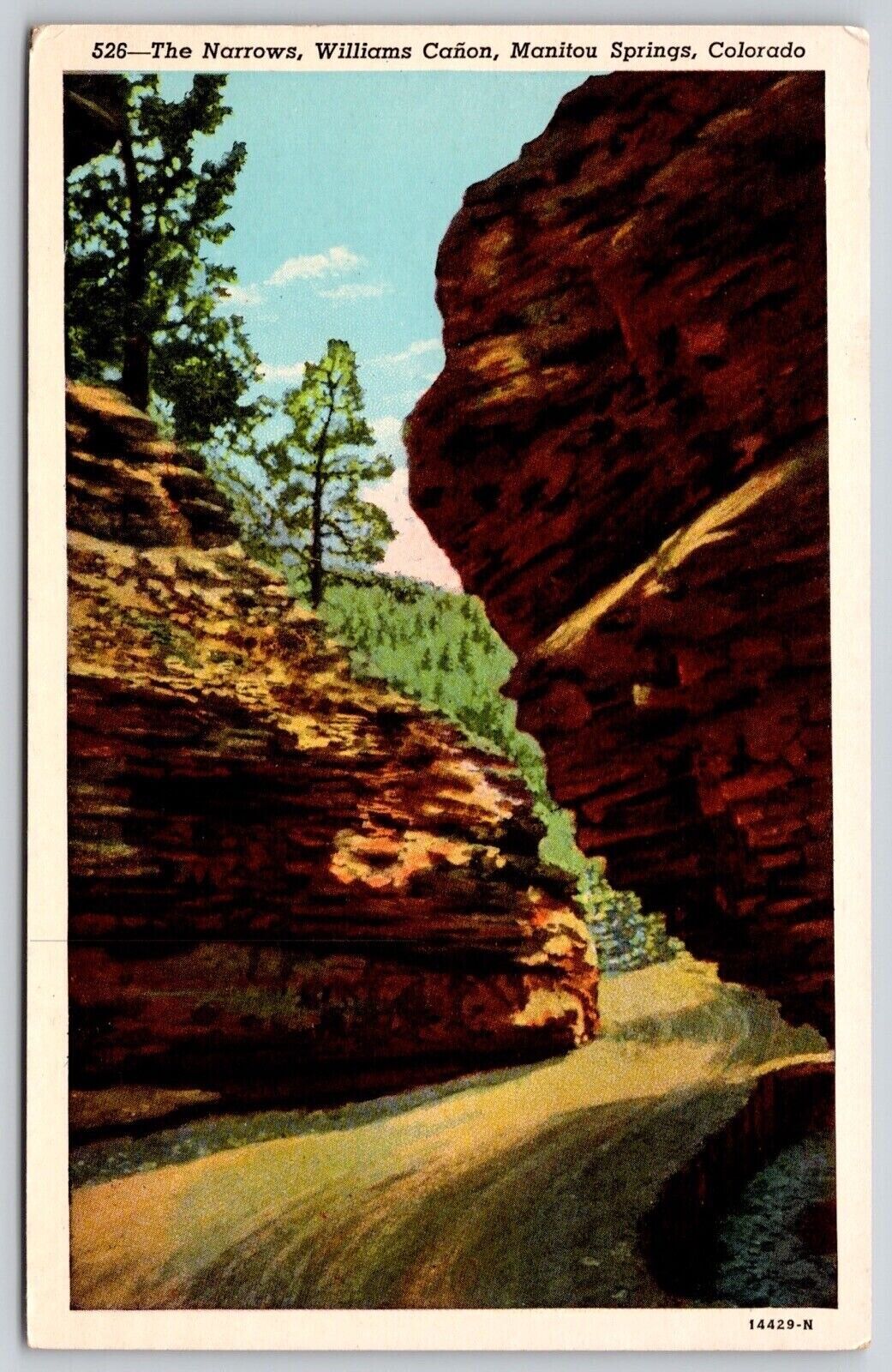 Narrows Williams Canyon Manitou Springs Colorado Country Road Forest Postcard