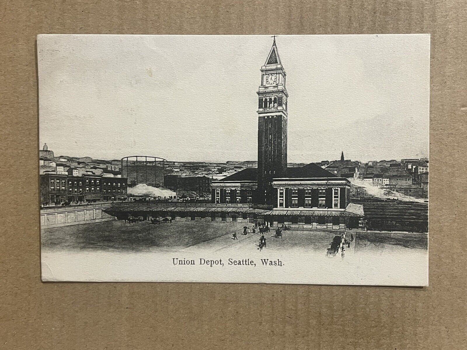 Postcard Seattle WA Washington Union Depot Railroad Train Station Vintage 1907