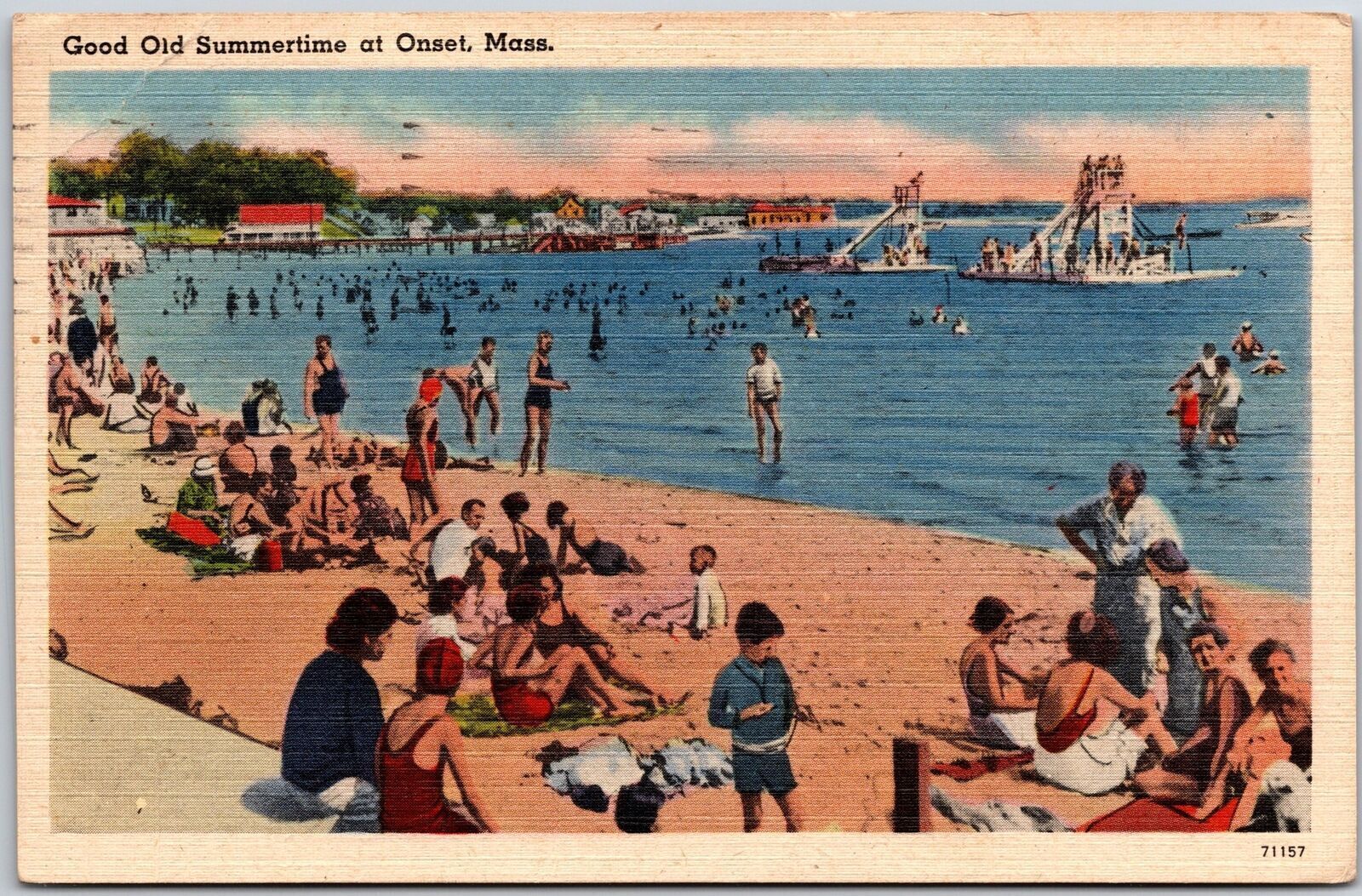 1948 Good Old Summertime At Onset Massachusetts MA Bathing Beach Posted Postcard