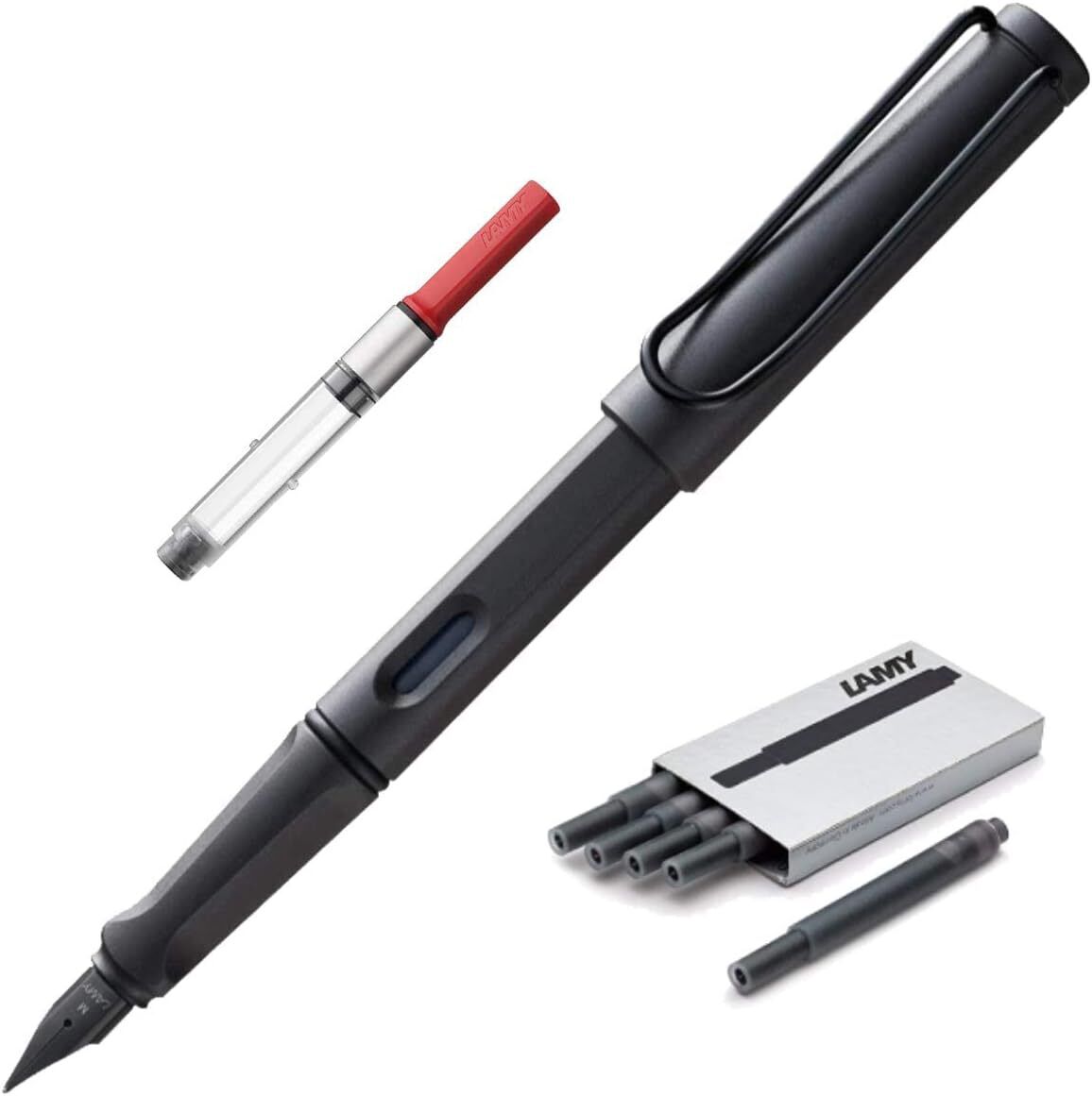 Lamy AL- Star Pen | 10 Black Ink Cartridges | Z28 Converter | Wipe