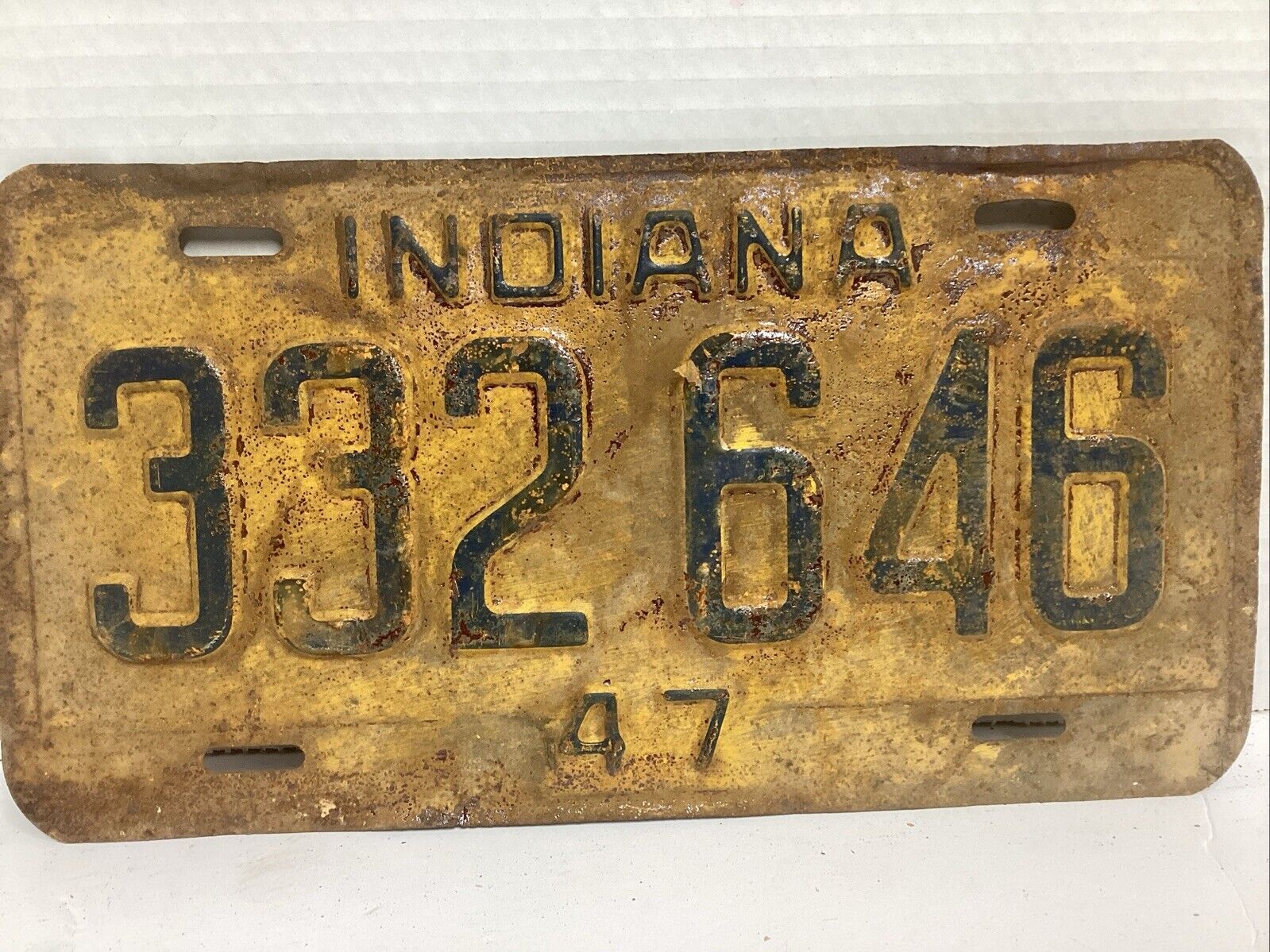 Vintage 1947 Indiana License Plate - Crafting Birthday MANCAVE slf