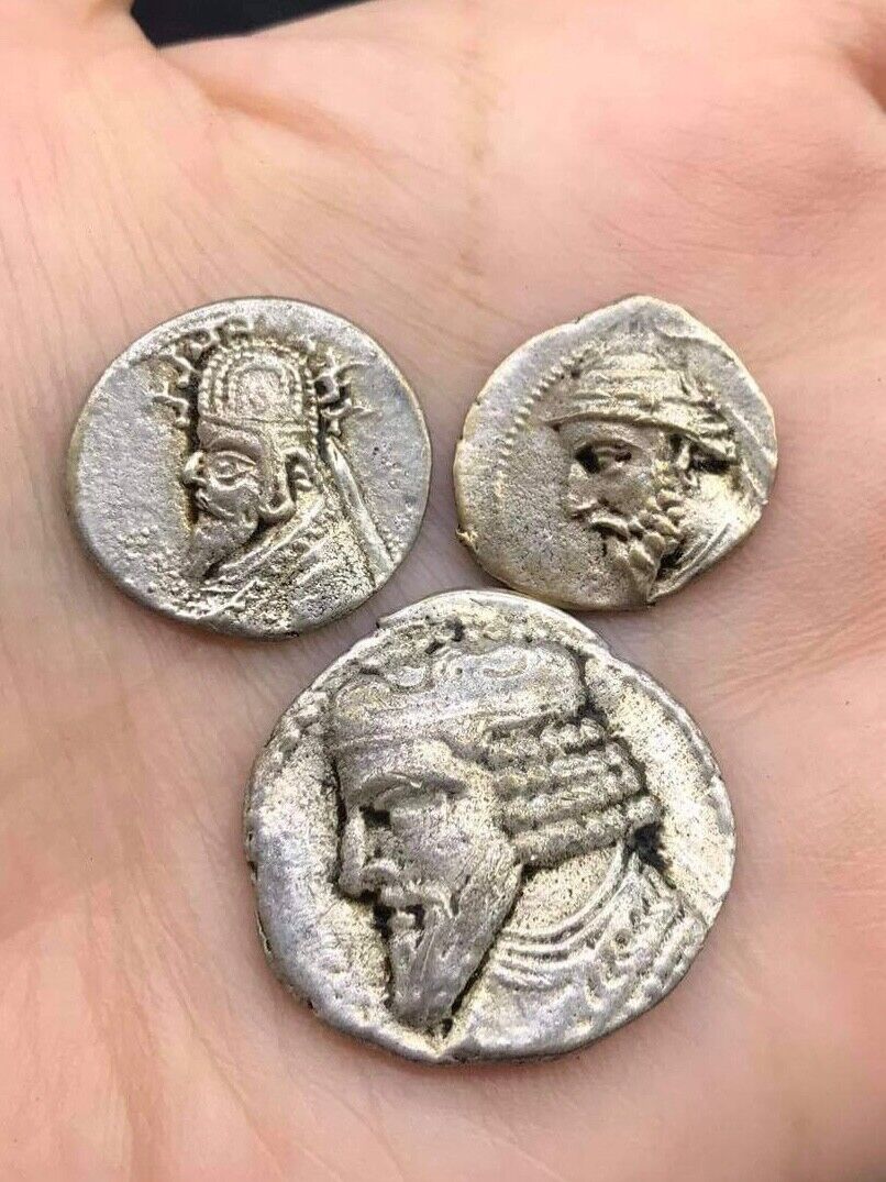 Collection Of 3 Pics Rare Old Ancient Parthian Good Condition Coins