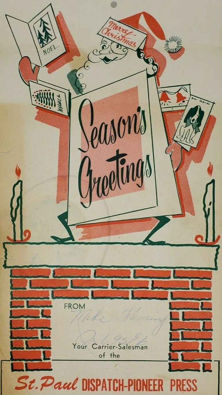 1961 St Paul Dispatch Pioneer Press Season\'s Greetings Wall Calendar Minnesota