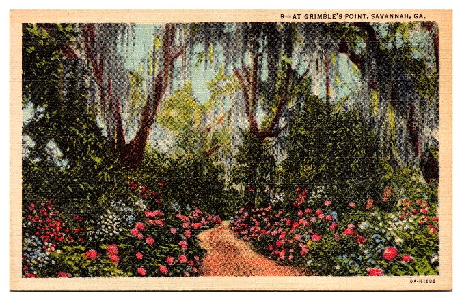 VTG At Gimble\'s Point, Spanish Moss Covered Trees, Flowers, Savannah, GA