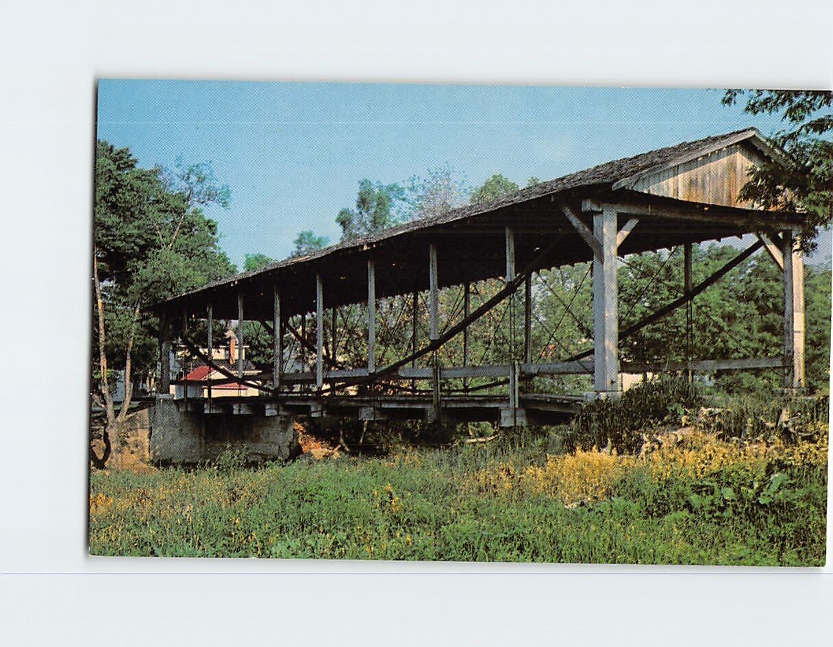 Postcard Inverted Bowstring Suspension Covered Bridge Germantown Ohio USA