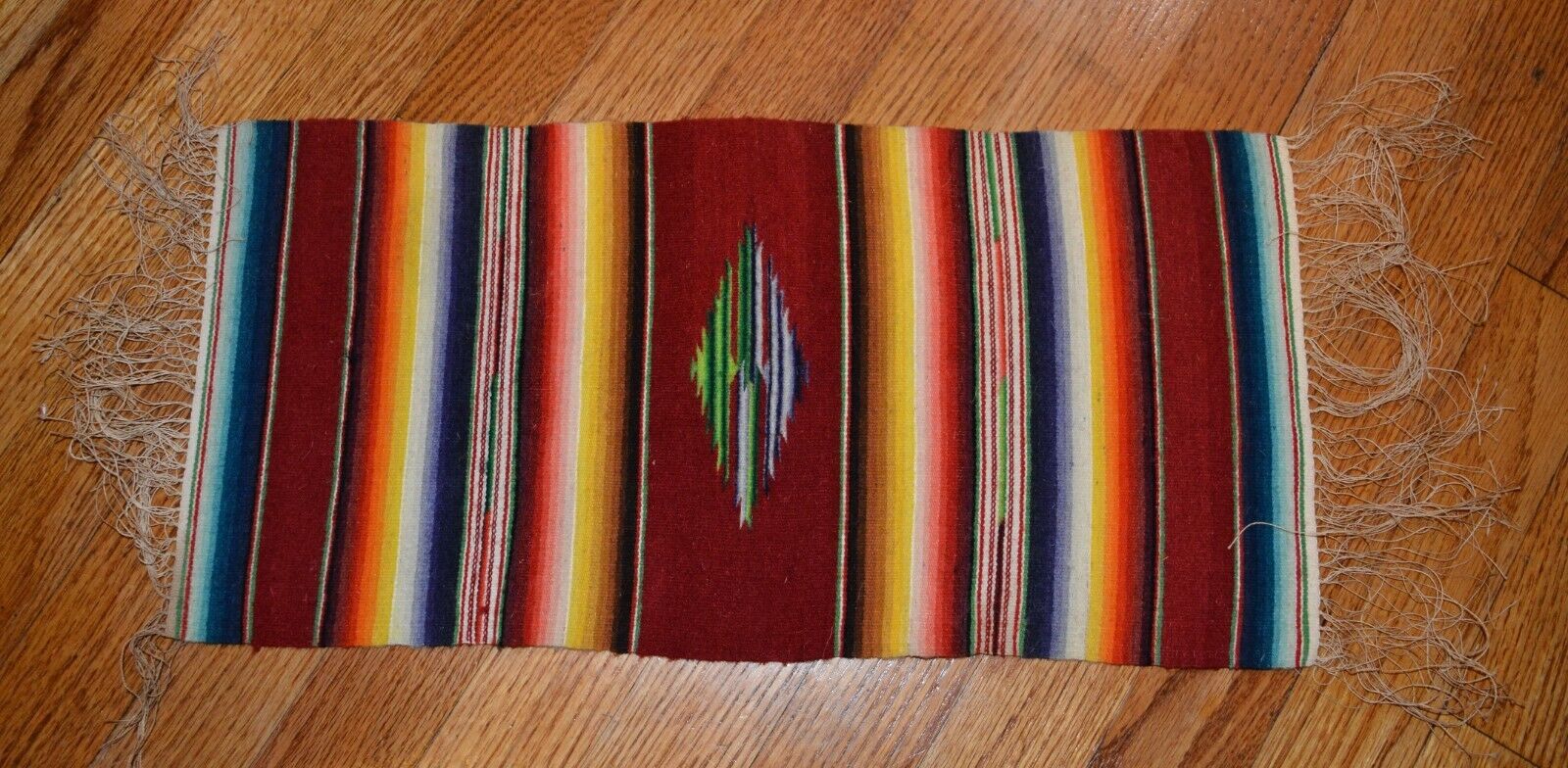Antique Wool Native American Mexican Table Runner Hand Woven 19\