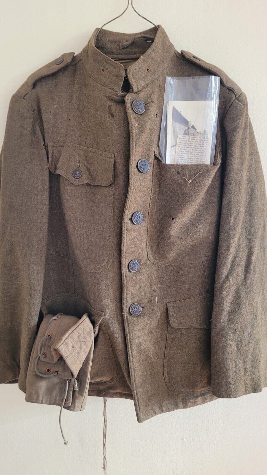 Authentic WWI U.S. Army Winter Wool Jacket & Photos Providence Earl Franklin 