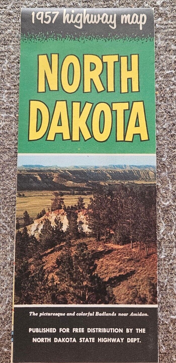 Vintage 1957 North Dakota Official Road Map – State Highway Department