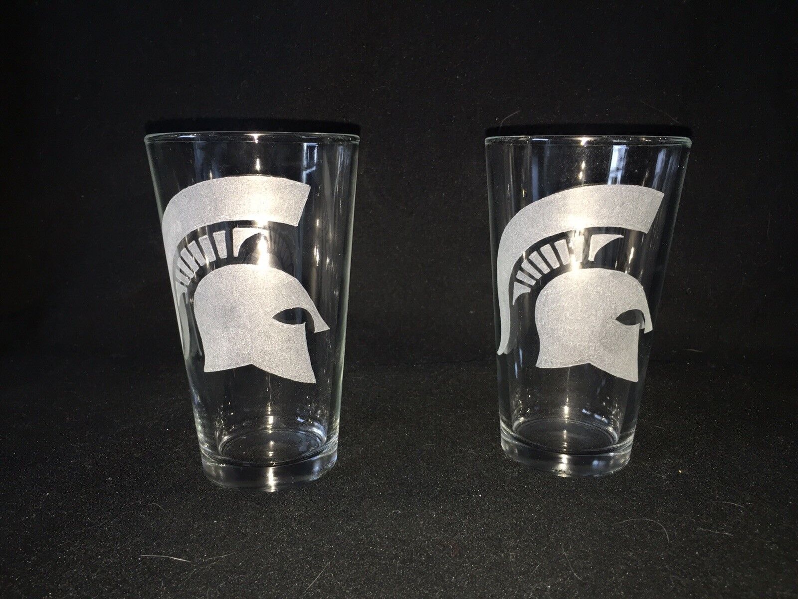 Michigan State Hand Etched (with a Dremel) Pint Glasses