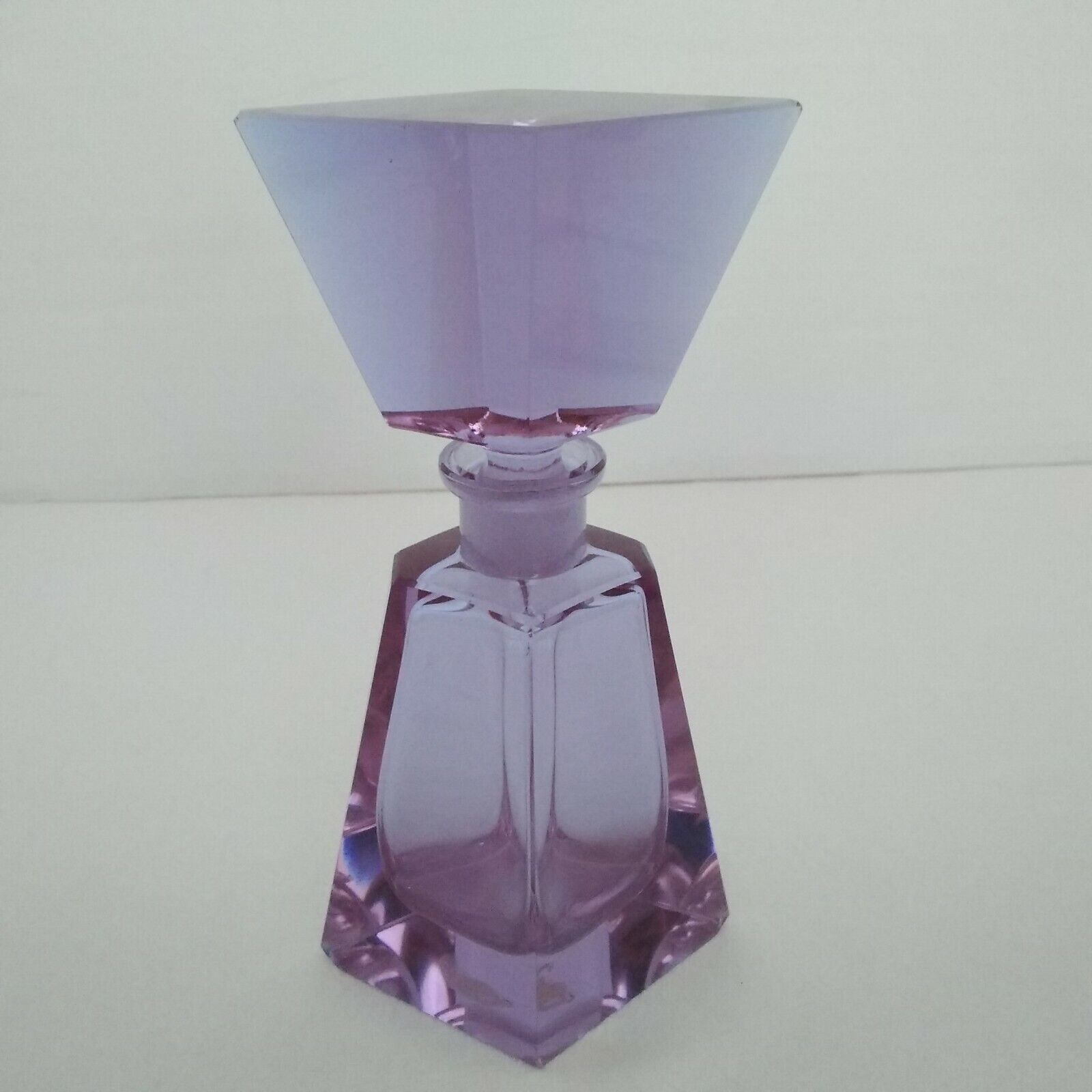Vintage 6 In Lavender - Blue Neodymium Glass Faceted Perfume Bottle  &  Stopper