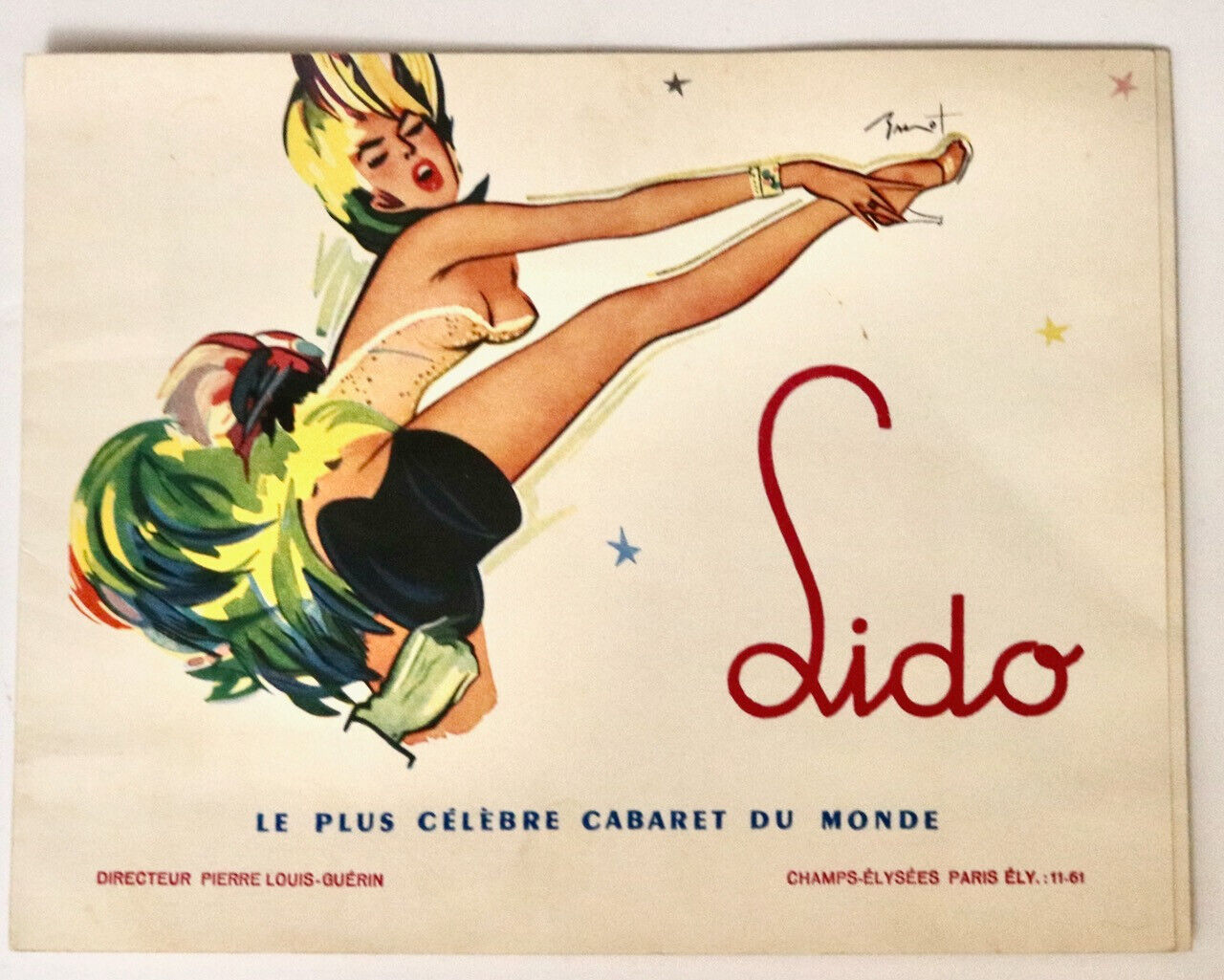 Lido Cabaret vintage souvenir photograph in printed folder Paris France